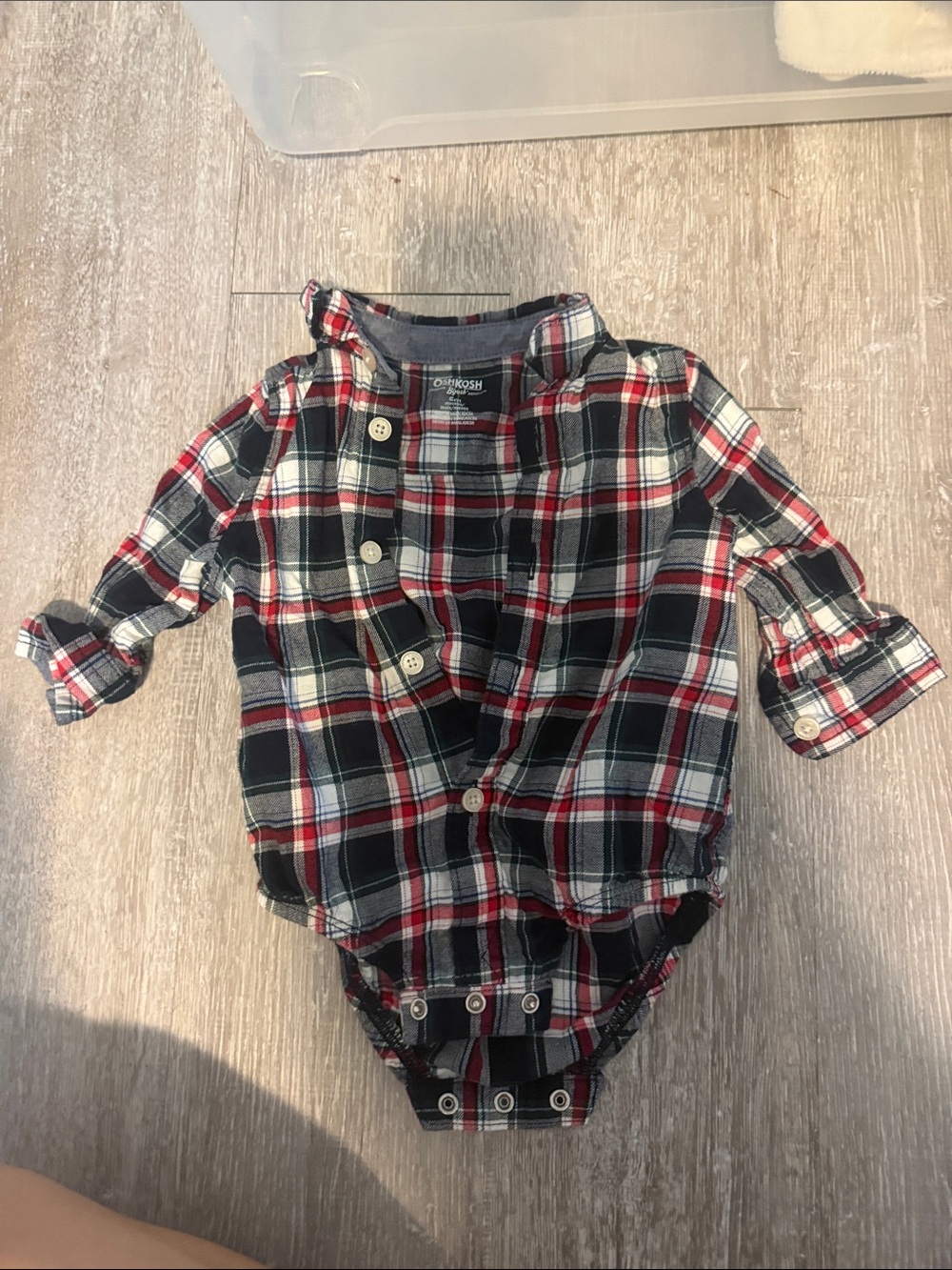 OshKosh B'gosh Red, Black & White Plaid One-Piece Bodysuit